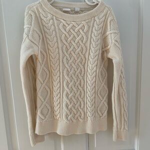 Girls Cable Knit Cream Sweater